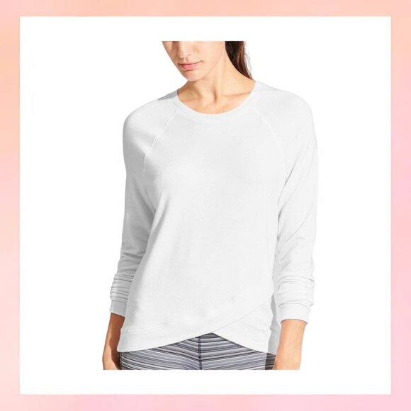 Tops - Athleta White Pleat Hem Crewneck Pullover Sweatshirt Size Medium